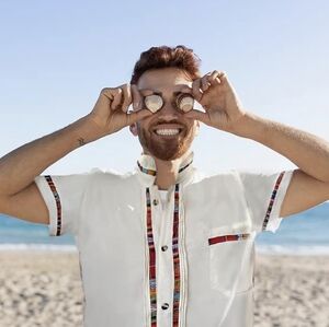Mexican Guayabera Men's Short-Sleeve Shirt Size Large